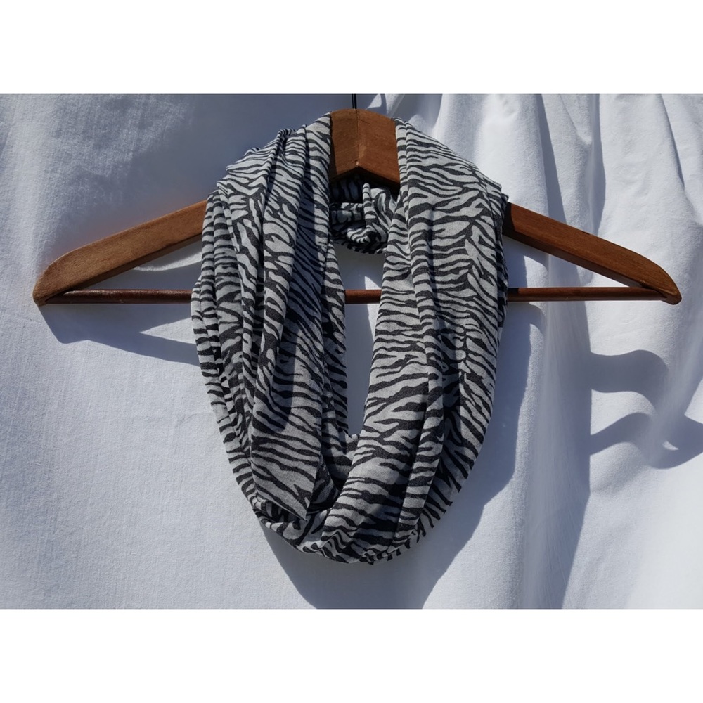 Grey Zebra Infinity Scarf • Super Soft